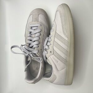 New White and Gray Adidas Samba Sneakers